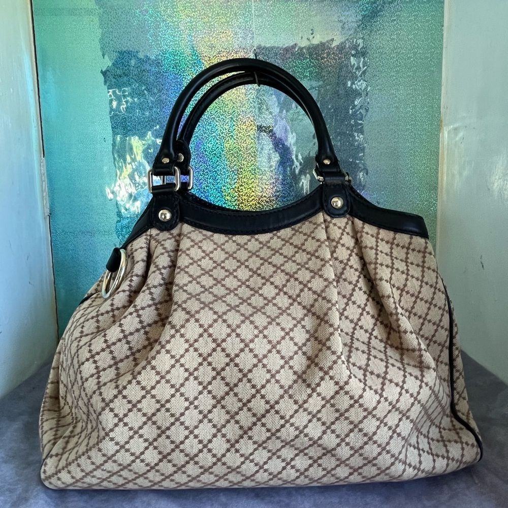 Gucci Canvas Diamanté Sukey Handbag s25